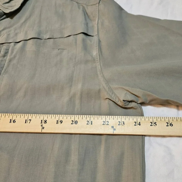 HABIT Men's Army Green Venter Mesh Short Sleeve L Shirt Zip Pockets Point Collar - Picture 5 of 11